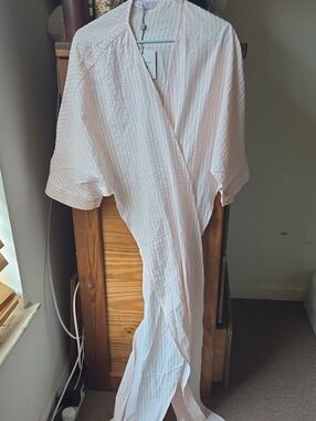 Light Pink Textured Wrap Shirt